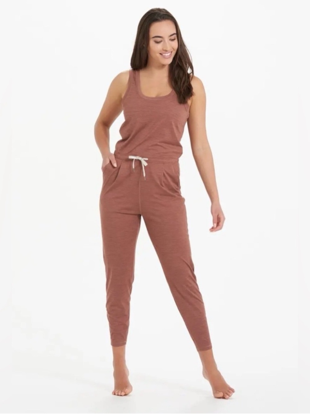 Vuori lux harem jumpsuit terracotta heather size S